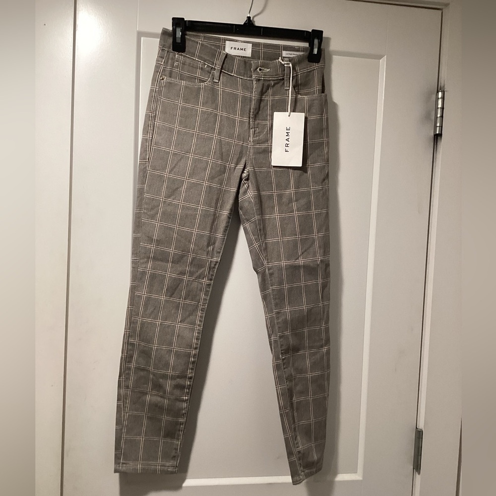 Frame Denim Women's Gray Plaid Skinny Jeans